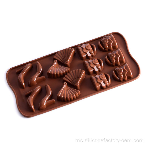 Kasut tumit tinggi cetakan coklat